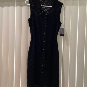 Ronni Nicole Black Button-Down Midi Dress